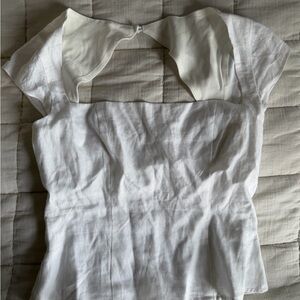 Kourt linen Elegant White Women's Top